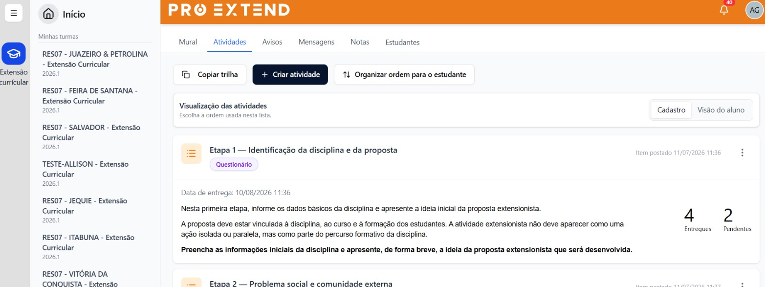 Atividade publicada e visível na trilha.