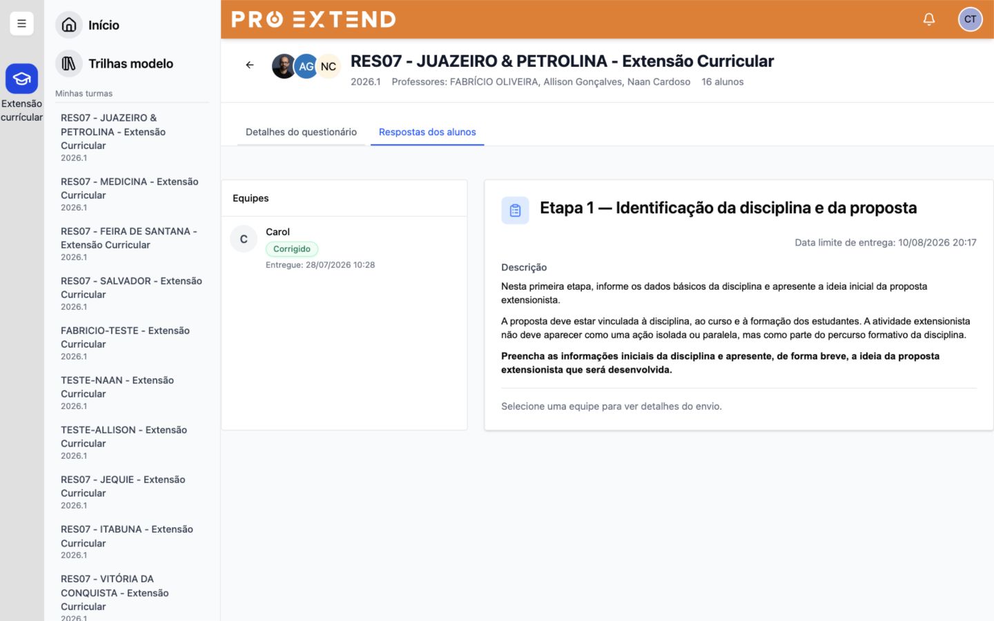 Atividade identificada como devolvida ou aguardando novo envio.